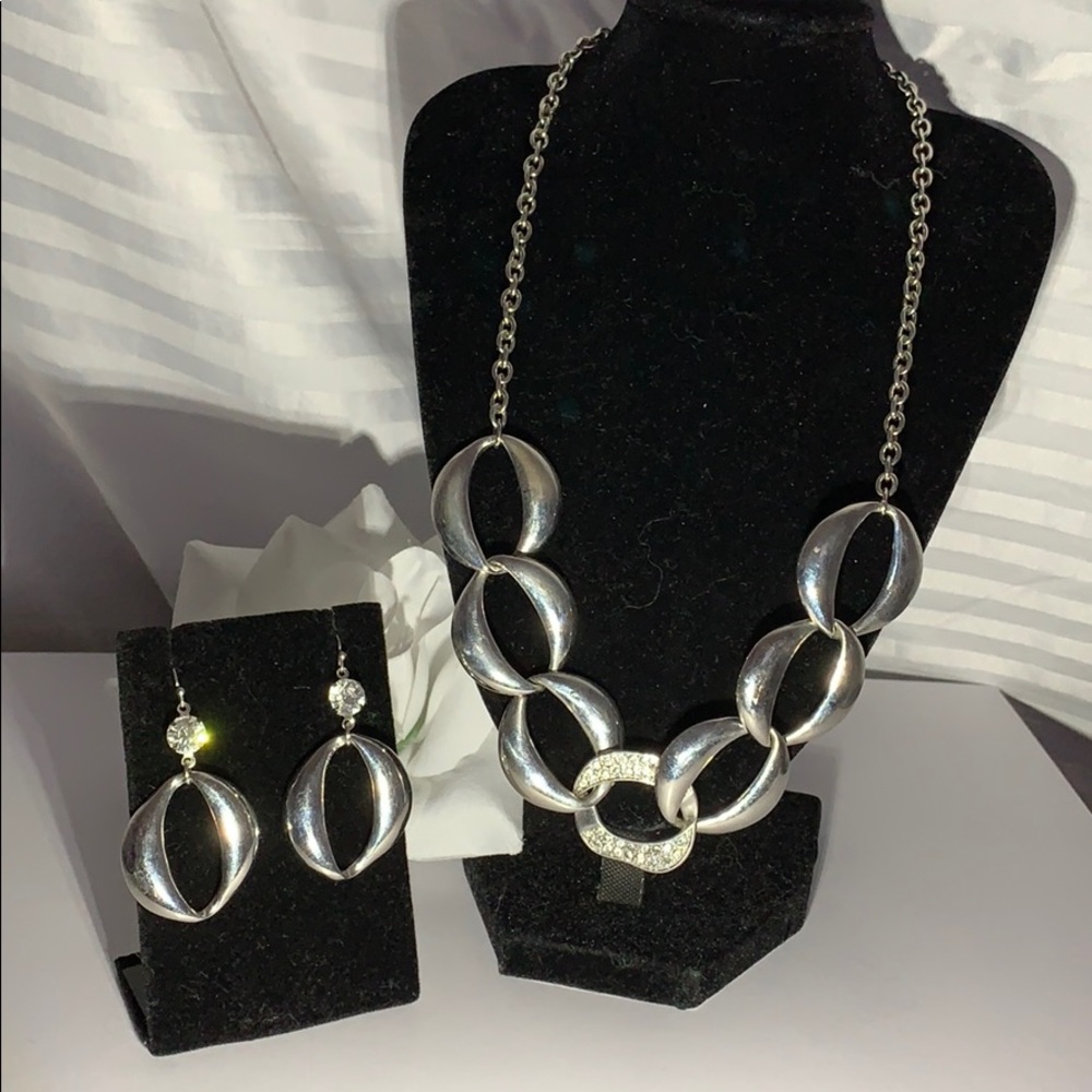Metal crystal chain jewelry set